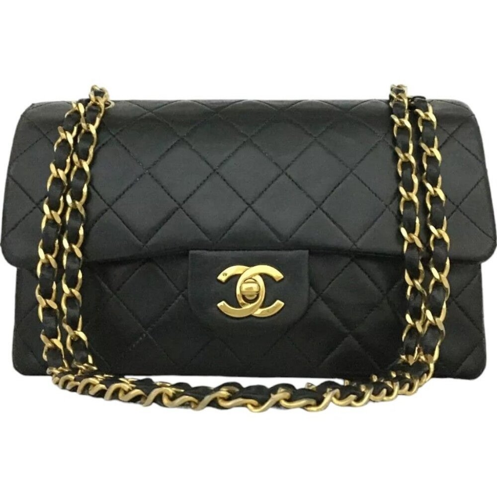 2842960BG (X6) Chanel Shoulder Bag Double Flap 23 Quilted Black Lambskin w/Chai